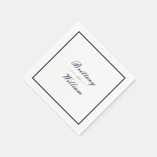 Klassieke marineblauwe bruid en bruidegom Script s Servet (Hoek)