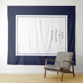 Klassieke marineblauwe bruiloft fotocabine achterg wandkleed (In Situ (horizontaal))