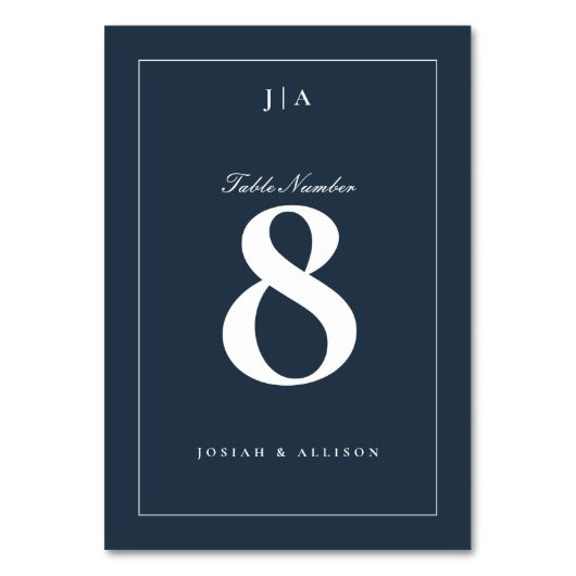 Klassieke marineblauwe bruiloft kaart (Achterkant)