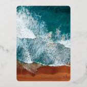 Klassieke marineblauwe kust bruiloft folie uitnodi uitnodiging (Achterkant)