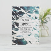 Klassieke marineblauwe kustbruiloft Uitnodiging (Staand voorkant)