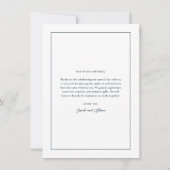 Klassieke marineblauwe trouwfoto bedankkaart (Achterkant)