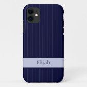 Klassieke marineblauwe verticale streep Case-Mate iPhone case (Achterkant)