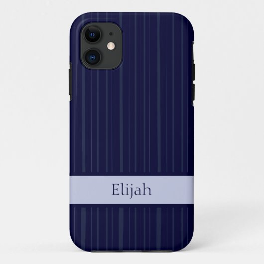 Klassieke marineblauwe verticale streep Case-Mate iPhone case (Achterkant)