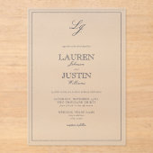 Klassieke marineblauwkalligrafie Monogram bruiloft Acryl Uitnodigingen (Voorkant)