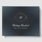 Klassieke marineblauwkalligrafie Monogram bruiloft Gastenboek (Voorkant)