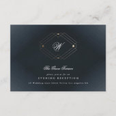 Klassieke marineblauwkalligrafie Monogram bruiloft Informatiekaartje (Voorkant)