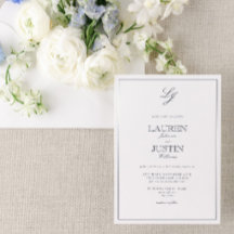 Klassieke marineblauwkalligrafie Monogram bruiloft