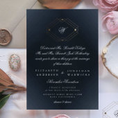 Klassieke marineblauwkalligrafie Monogram bruiloft Kaart