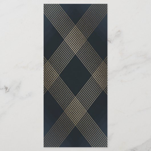 Klassieke marineblauwkalligrafie Monogram bruiloft Menu (Achterkant)