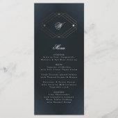 Klassieke marineblauwkalligrafie Monogram bruiloft Menu (Voorkant)