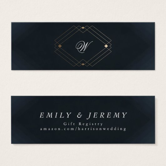 Klassieke marineblauwkalligrafie Monogram bruiloft Mini Visitekaartjes (Voorkant /achterkant)