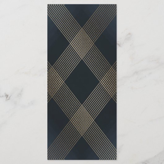 Klassieke marineblauwkalligrafie Monogram bruiloft Programmakaart (Achterkant)