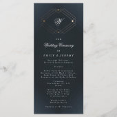 Klassieke marineblauwkalligrafie Monogram bruiloft Programmakaart (Voorkant)