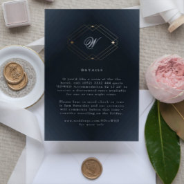 Klassieke marineblauwkalligrafie Monogram bruiloft RSVP Kaartje