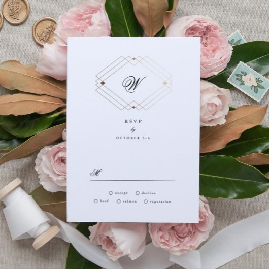 Klassieke marineblauwkalligrafie Monogram bruiloft RSVP Kaartje