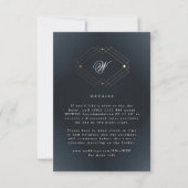 Klassieke marineblauwkalligrafie Monogram bruiloft RSVP Kaartje (Voorkant)