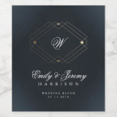 Klassieke marineblauwkalligrafie Monogram bruiloft Wijn Etiket (Enkel label)