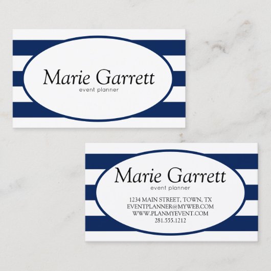 Klassieke marinestripes visitekaartje (Voorkant / Achterkant)