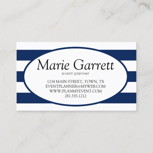 Klassieke marinestripes visitekaartje (Achterkant)