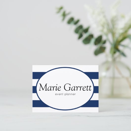Klassieke marinestripes visitekaartje (Staand voorkant)