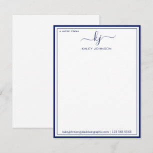 Klassieke marinewit van het bureau van de Notitiek Bedankkaart