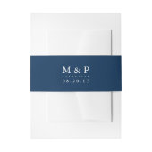 Klassieke marinier en White Wedding Monogram Uitnodigingen Wikkel (Voorkant Voorbeeld)
