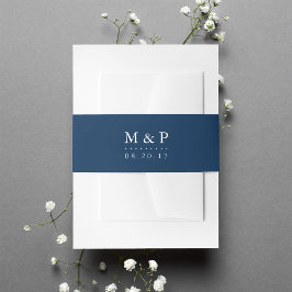 Klassieke marinier en White Wedding Monogram Uitnodigingen Wikkel