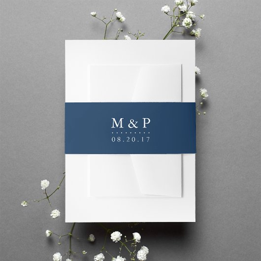 Klassieke marinier en White Wedding Monogram Uitnodigingen Wikkel