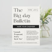 Klassieke Markeer Uw Agenda Krant Trouwfoto Save The Date (Staand voorkant)