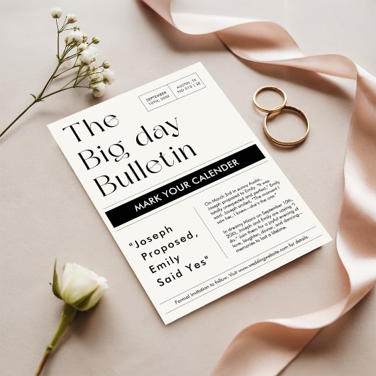 Klassieke Markeer Uw Agenda Krant Trouwfoto Save The Date