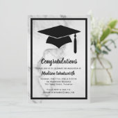 Klassieke marmer Afstuderen uitnodiging - zwart (Staand voorkant)