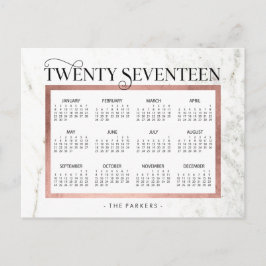 Klassieke Marmer en Faux Roos Gold 2017 Kalender Feestdagenkaart