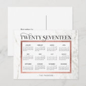 Klassieke Marmer en Faux Roos Gold 2017 Kalender Feestdagenkaart (Voorkant / Achterkant)