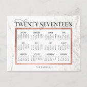 Klassieke Marmer en Faux Roos Gold 2017 Kalender Feestdagenkaart (Voorkant)