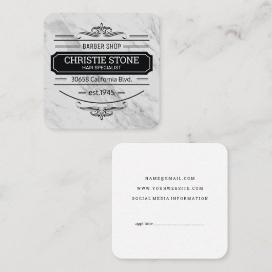Klassieke marmer met label op het label Barber (Voorkant / Achterkant)