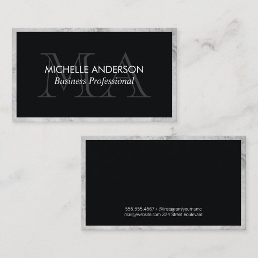 Klassieke marmeren afwerking | Monogram | Executiv Visitekaartje (Voorkant / Achterkant)