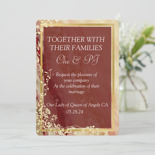 Klassieke Marmeren Bruiloft Kaart (Staand voorkant)