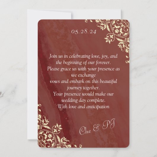 Klassieke Marmeren Bruiloft Kaart (Achterkant)