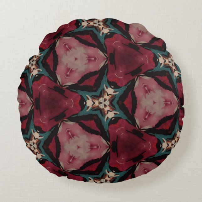 Klassieke Marokkaanse geometrische decoratieve pat Rond Kussen (Voorkant)