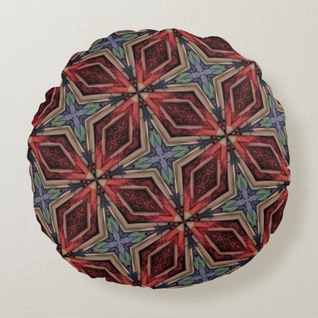 Klassieke Marokkaanse geometrische decoratieve pat Rond Kussen (Voorkant)
