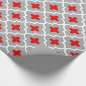 Klassieke Marokkaanse Tegel, grijs / grijs en rood Cadeaupapier (Hoek)