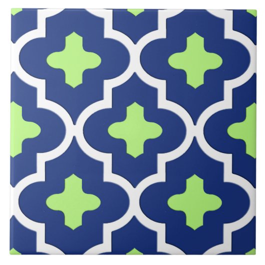 Klassieke Marokkaanse tegel, kobalt blauw en Limoe Tegeltje (Voorkant)
