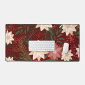 Klassieke Maroon Feestelijke Botanische Kerstvakan Bureaumat (Keyboard & Muis)