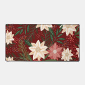 Klassieke Maroon Feestelijke Botanische Kerstvakan Bureaumat (Voorkant)