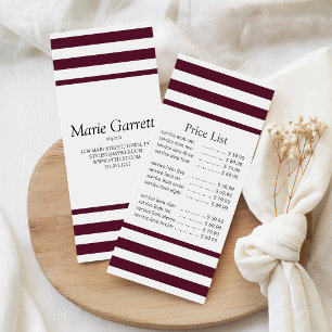 Klassieke Maroon Streep Bedrijfsprijs Reclamekaart