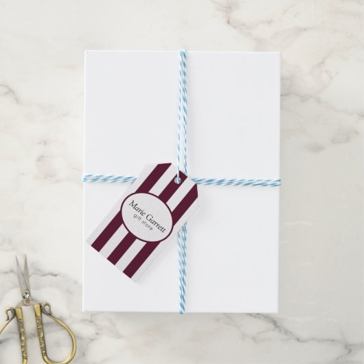 Klassieke maroon Stripe Business Cadeaulabel (Met Touw)