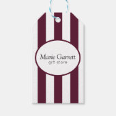 Klassieke maroon Stripe Business Cadeaulabel (Voorkant)