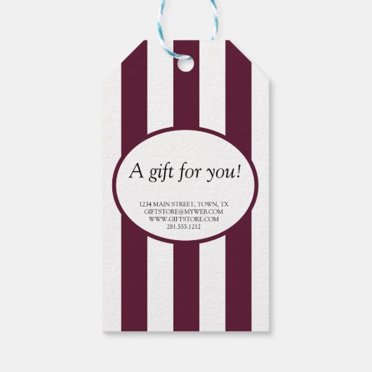Klassieke maroon Stripe Business Cadeaulabel (Achterkant)
