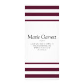 Klassieke maroon Stripe Business Price Reclamekaart (Achterkant)